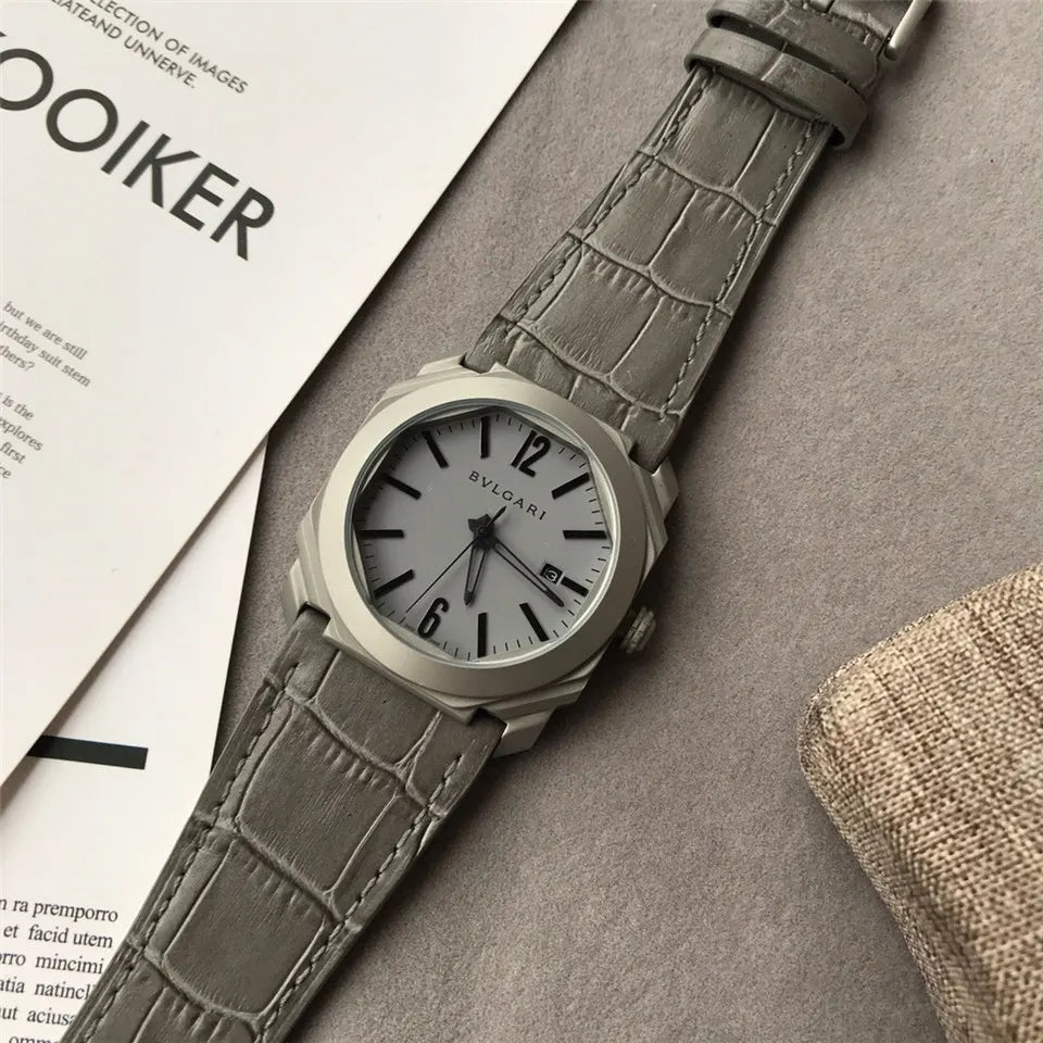 Bulgari Octo Gray Leather - Hình 4