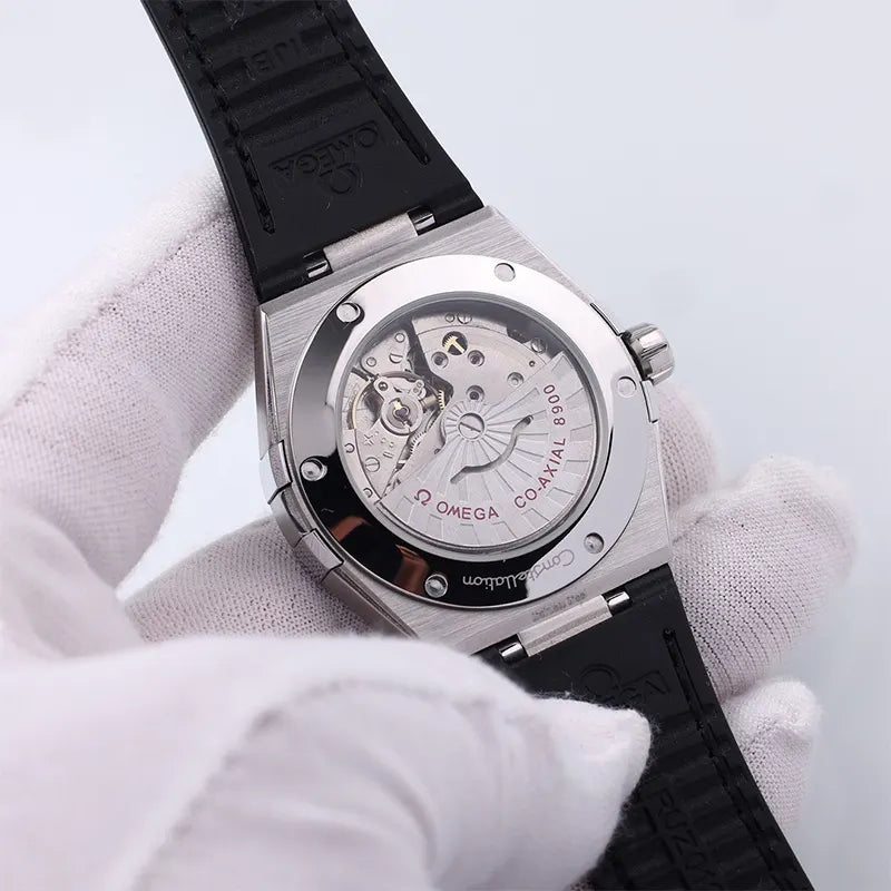 Omega Silver Dial Black Leather - Hình 2