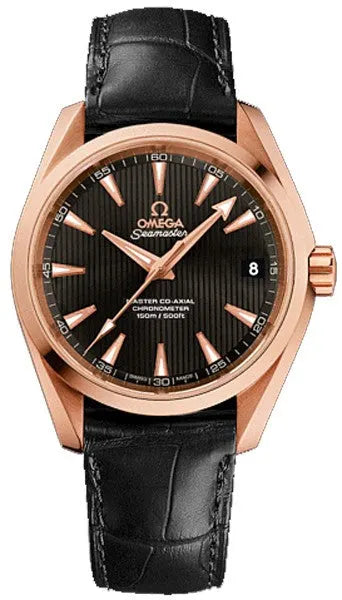 Omega Rose Gold Black Leather seamaster strap