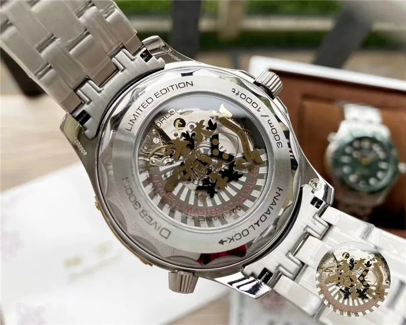 seamaster Omega Blue Rubber Rose Gold - Hình 2