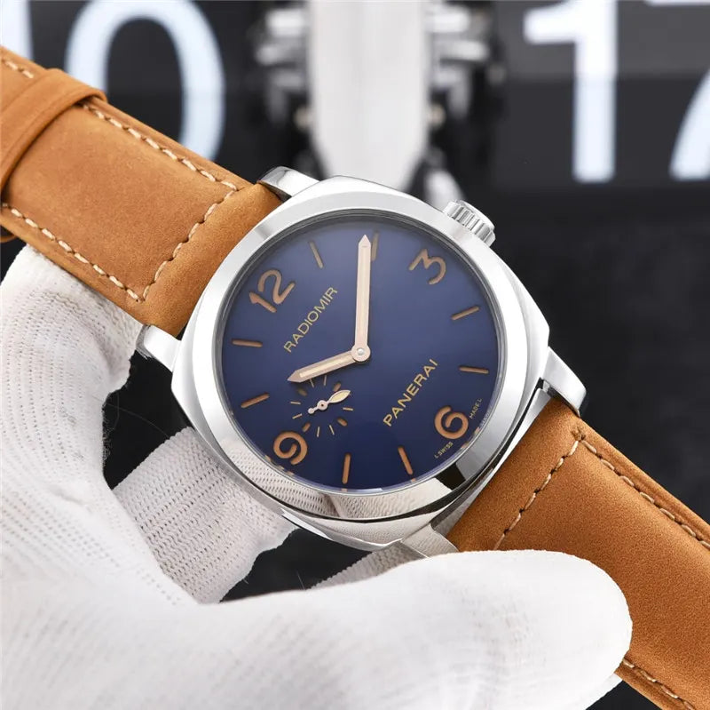 Panerai Radiomir Blue Dial Tan Leather - Hình 5