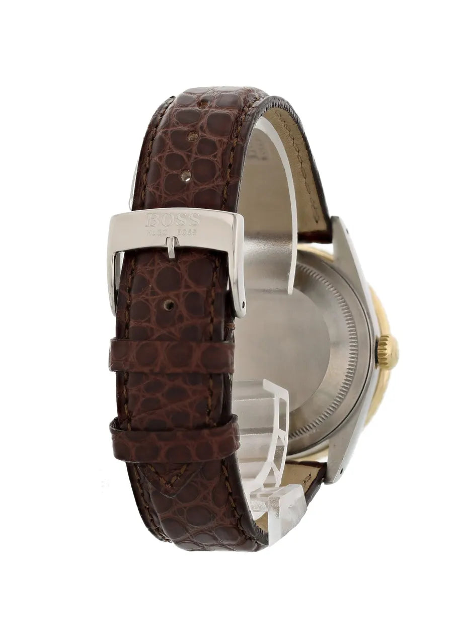 Rolex Two-Tone Gold Brown Leather - Hình 5