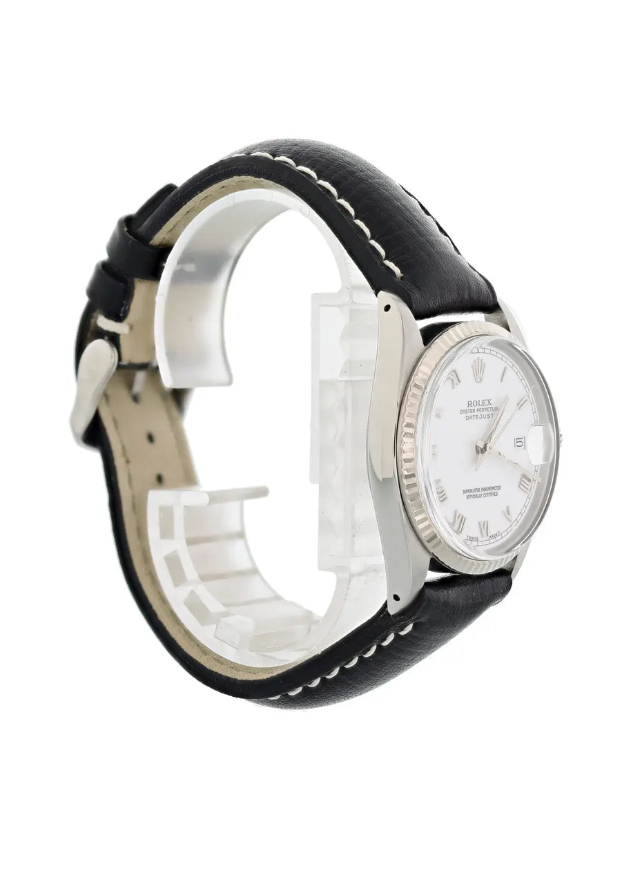 Rolex Datejust White Dial Black Leather - Hình 4