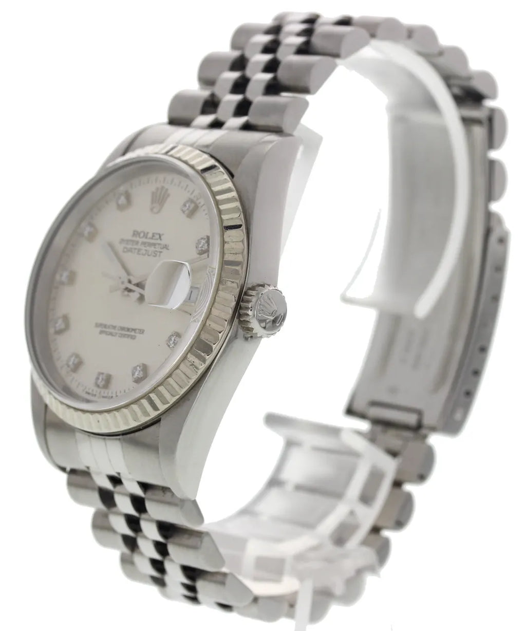 Rolex Silver Diamond Datejust dial stainless