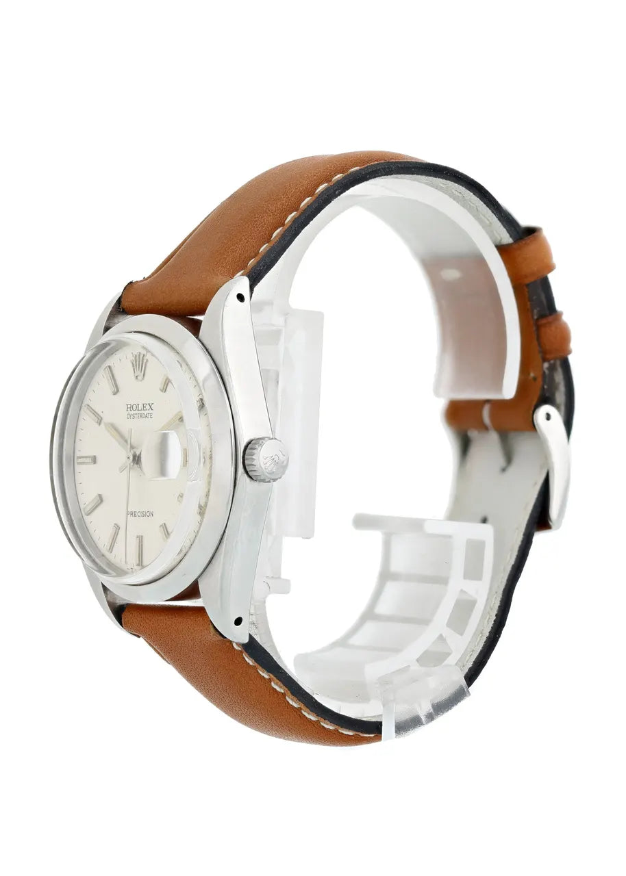 Rolex Silver Dial Tan Leather - Hình 6