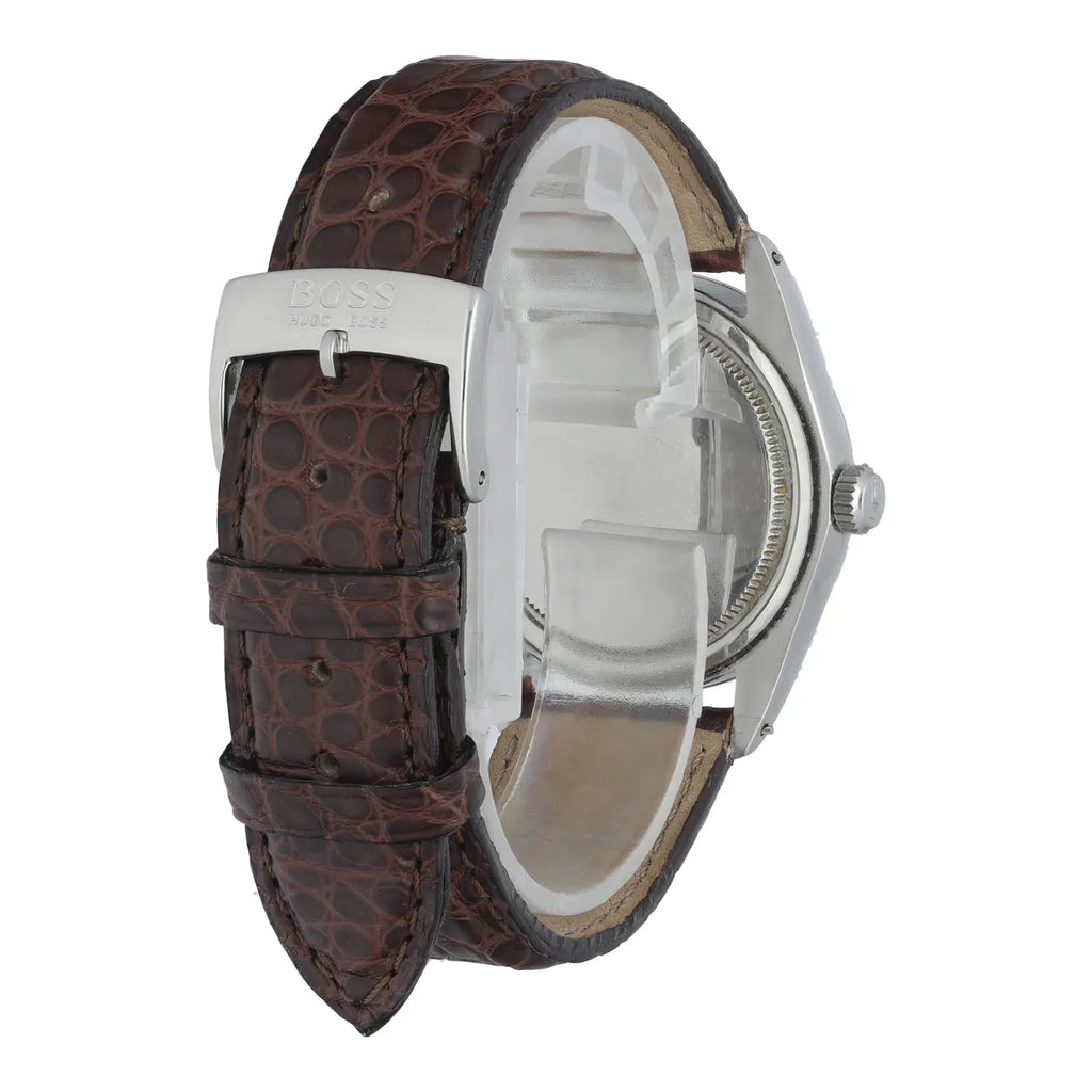 oysterdate Rolex Champagne Dial Leather - Hình 4