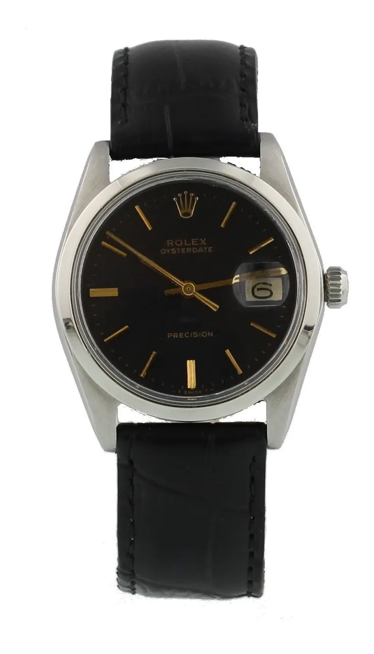 Rolex Black Dial Leather oysterdate - Hình 2