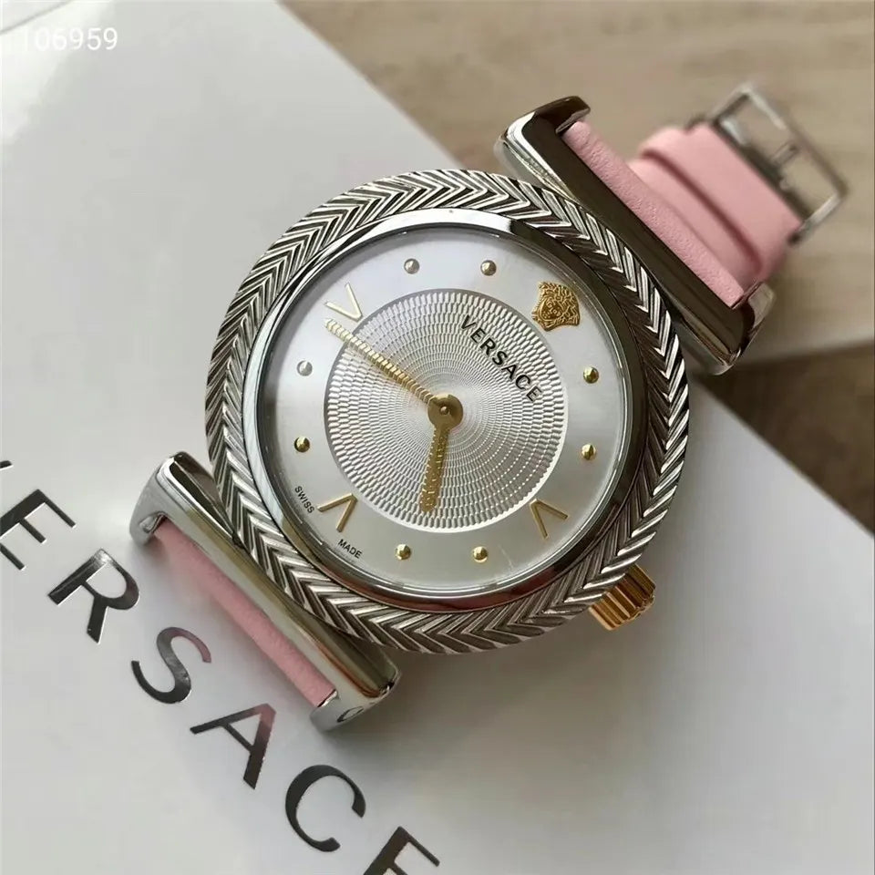 Versace Pink Leather Watch - Hình 2